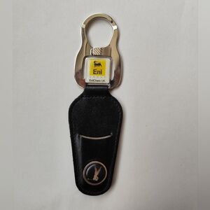 Vintage-style Eni Group EniChem UK leather key fob keychain